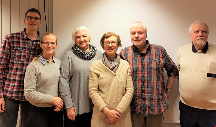Fra venstre: Øyvind Thiis, Margareth Solvik, Ingeborg Enge, Bodil Telstø, Helge Bolseth og Kjell Johansen. Frank Karlsen er også med i styret, men var ikke til stede på bildet.