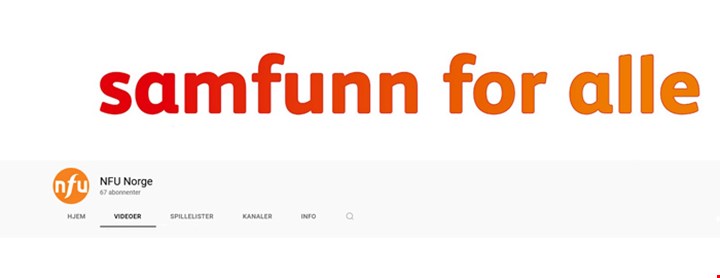 Screenshot av NFUs side på youtube