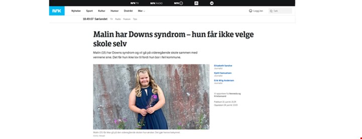Faksimile fra NRK.no