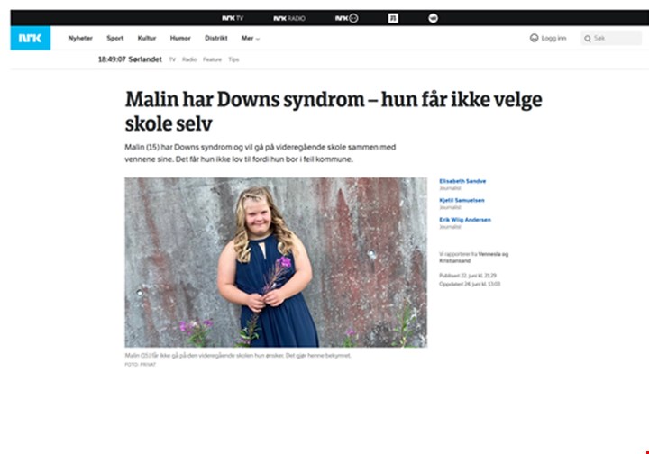 Faksimile fra NRK.no