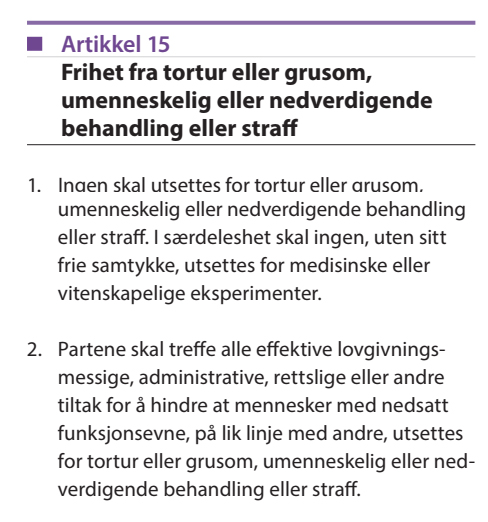 CRPD, artikkel 15