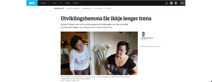 Skjermdump av NRK Hordaland sin nettside