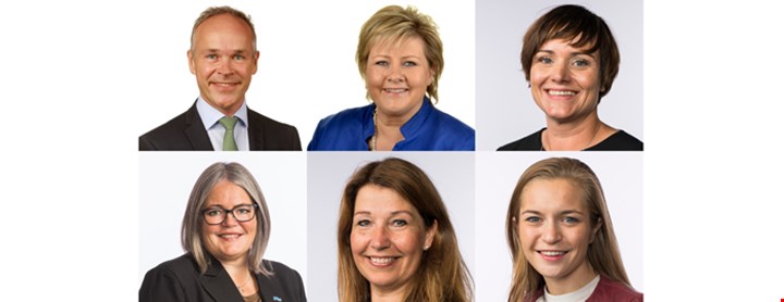 Portretter av seks politikere fra Høyre